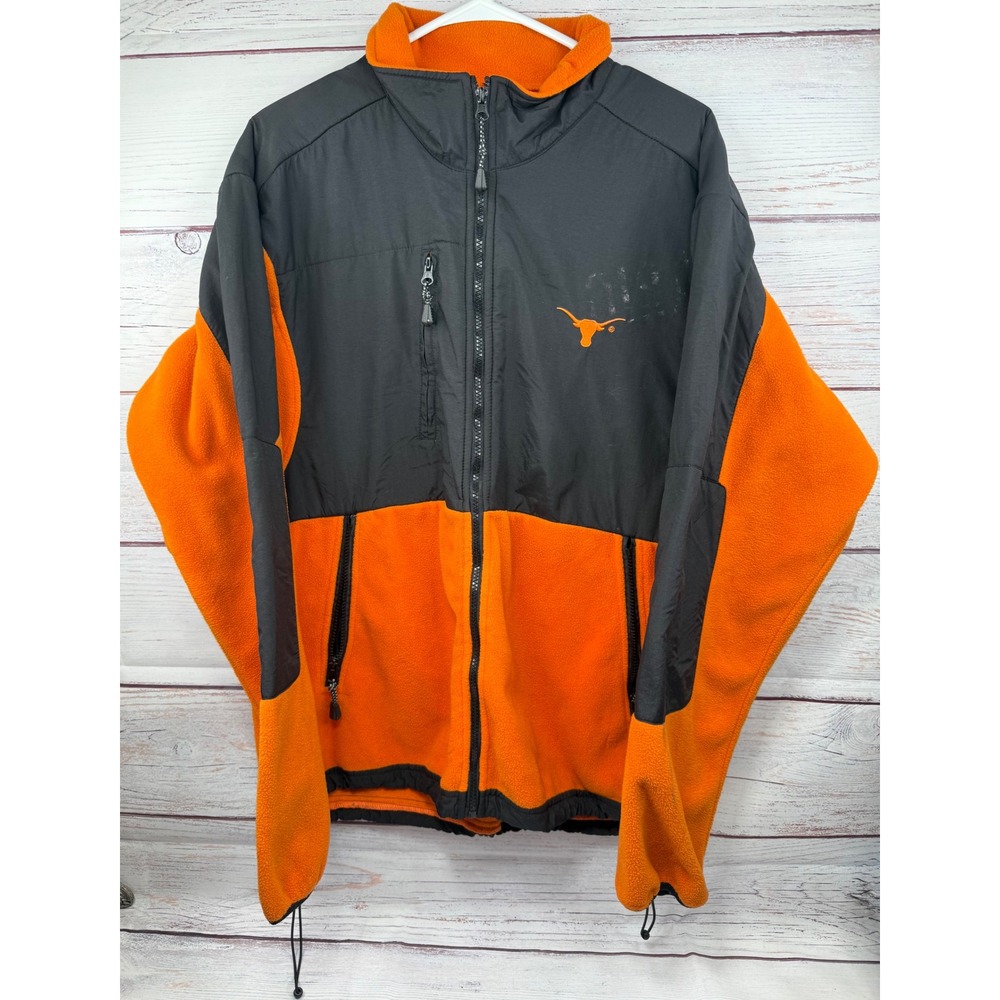 Texas Longhorns Fleece Jacket Mens Orange Black Full Zip Collegiate NCAA Coat